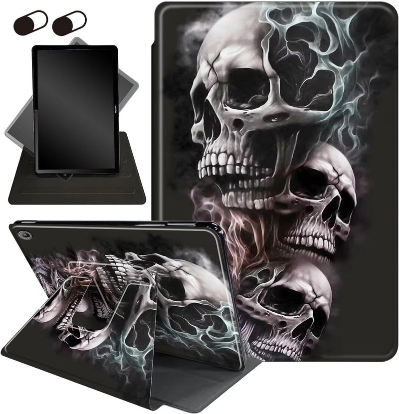 Mxfdegf Case for Amazon Fire HD 8 Tablet (2018 2017 2016 Version,8th/7th/6th Generation),360 Degree Rotating Stand Smart Protective Cover Case,for All-New Fire HD 8 (8th / 7th /6th),Skull/Black - Image 1