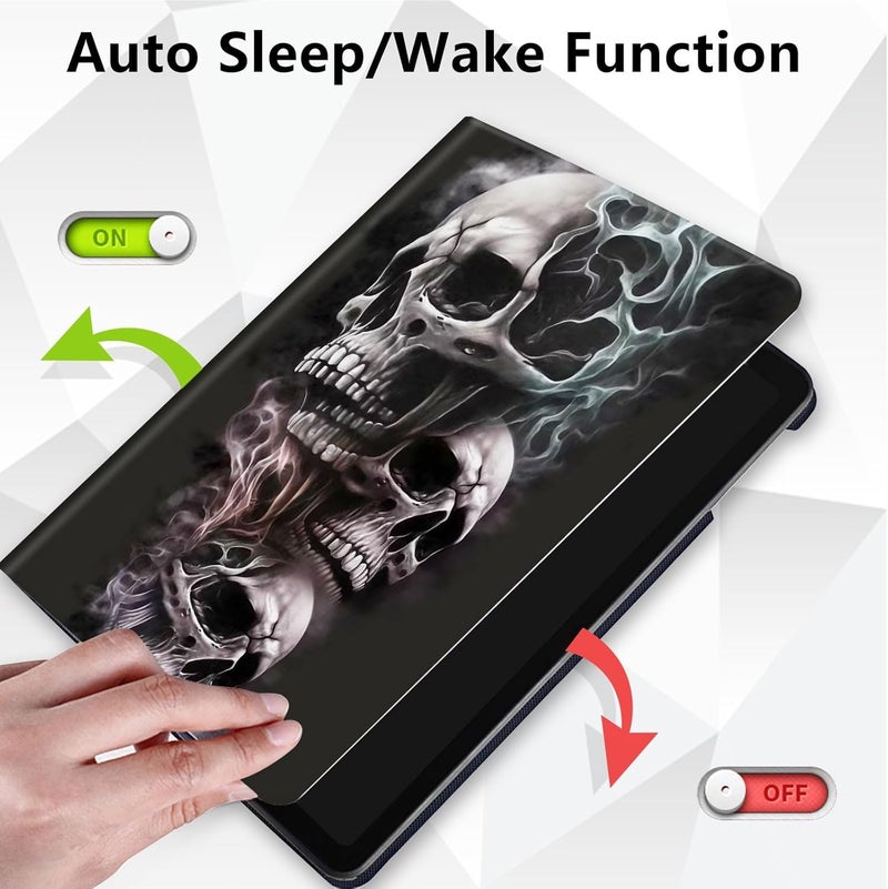 Mxfdegf Case for Amazon Fire HD 8 Tablet (2018 2017 2016 Version,8th/7th/6th Generation),360 Degree Rotating Stand Smart Protective Cover Case,for All-New Fire HD 8 (8th / 7th /6th),Skull/Black - Image 4