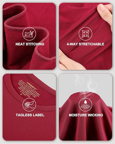 WEERTI Thermal Underwear for Women Long Johns with Fleece Lined Base Layer Women Cold Weather Top Bottom Red - Image 4