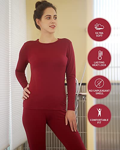 WEERTI Thermal Underwear for Women Long Johns with Fleece Lined Base Layer Women Cold Weather Top Bottom Red - Image 5