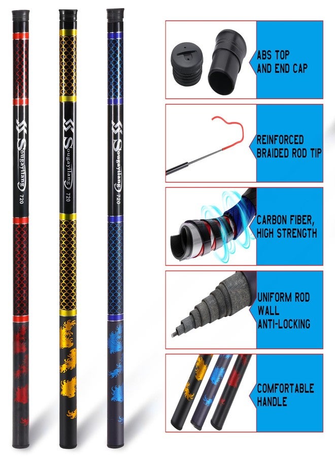 Sougayilang Telescopic Fishing Rod, Ultralight Travel Fishing Pole, Portable Collapsible Bass Crappie Rod, Inshore Stream Rod-Golden-2.7m - Image 3