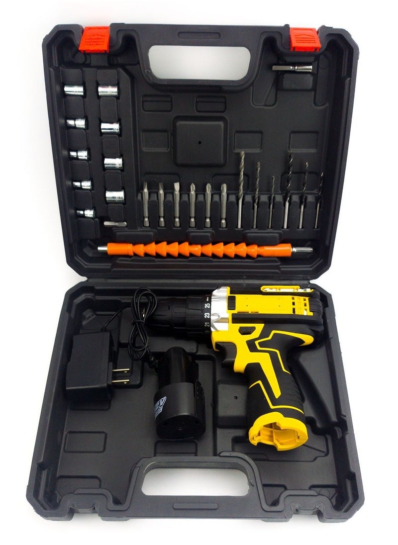 JoyousSto - 12V1300W high power electric drill tool set dual speed lithium battery charger 24 accessories set suitable for home repair furniture car installation - Image 1