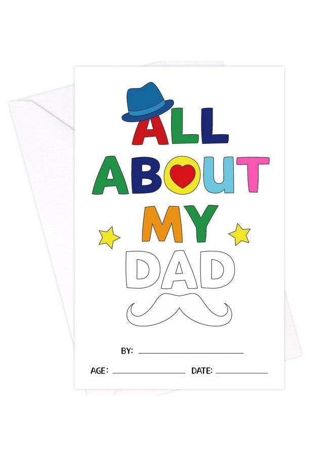 Fancy Land Father’S Day Card From Kids All About My Dad Card Fill In The Blank Card For Dad Happy Fathers Day Crafts For Son Daughter - Image 1