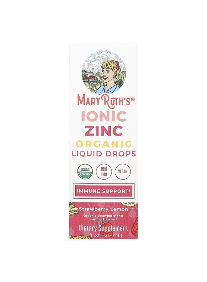 MaryRuth's, قطرات الزنك الأيونية العضوية السائلة، بنكهة الفراولة والليمون، 3 ملغ، 4 أونصة سائلة (120 مل) - Image 1
