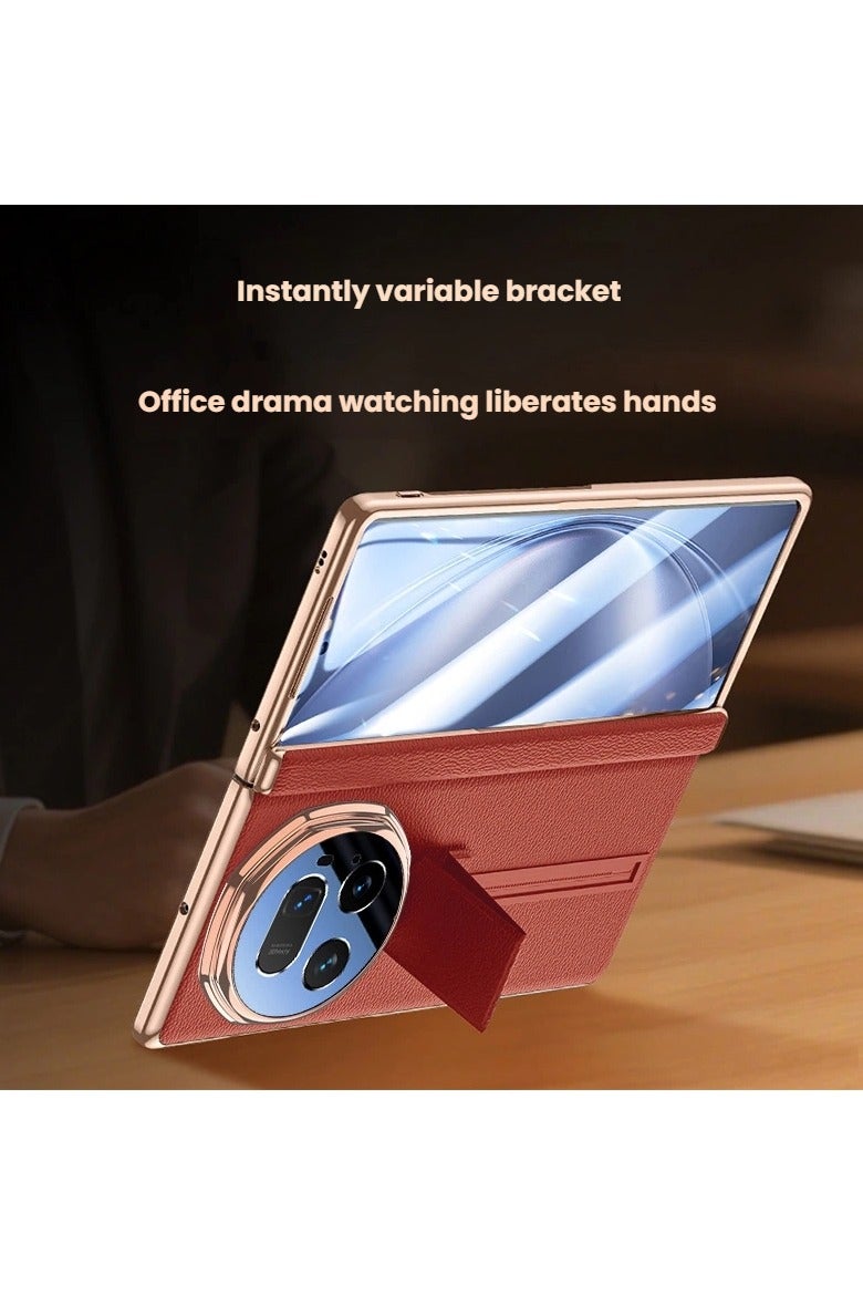 عام حافظة أوريجينال لـ Honor MagicV5 بوصلة مغناطيسية ورباط معصم - جلد طبيعي فاخر مع حامل دوار، حماية شاملة للشاشة بفيلم مدمج مضاد للخدوش - Image 3