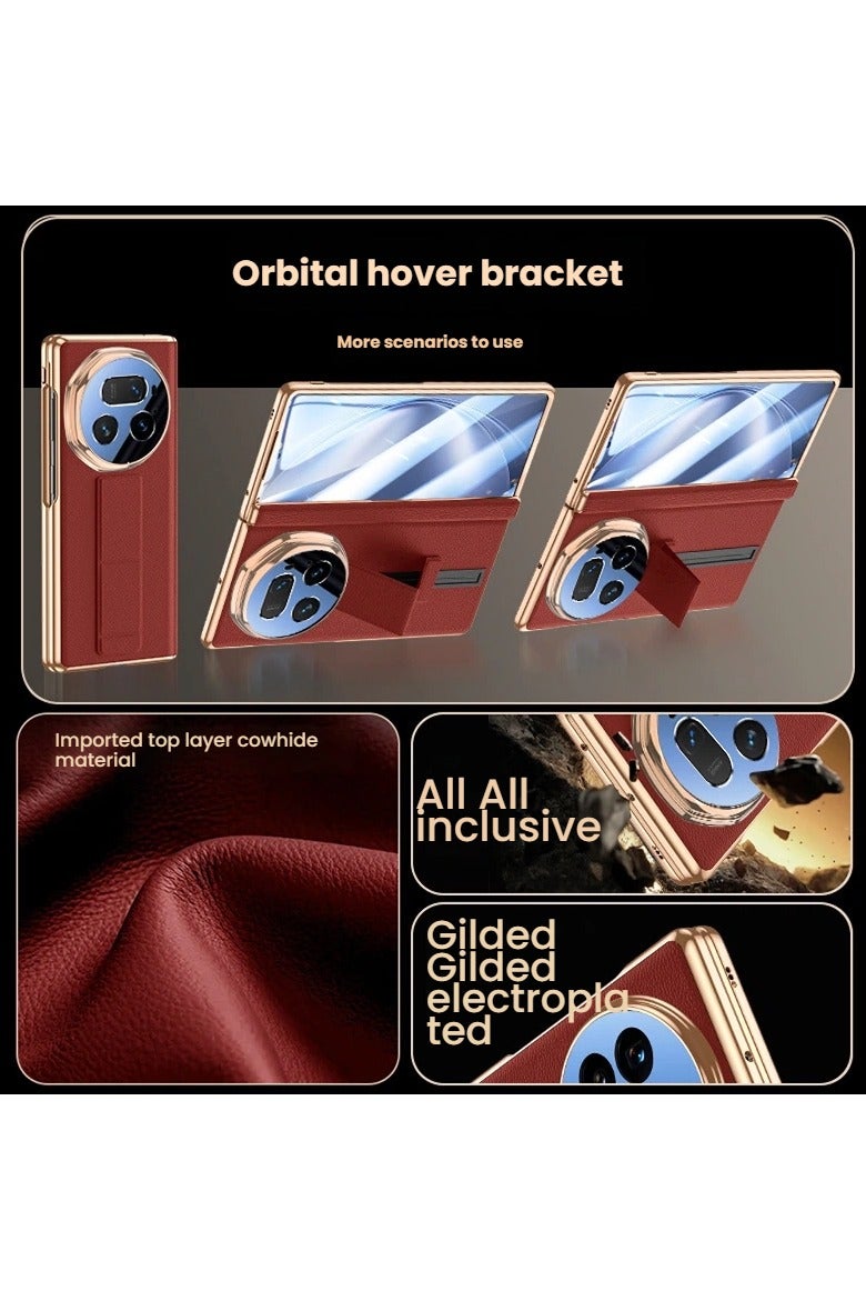 عام حافظة أوريجينال لـ Honor MagicV5 بوصلة مغناطيسية ورباط معصم - جلد طبيعي فاخر مع حامل دوار، حماية شاملة للشاشة بفيلم مدمج مضاد للخدوش - Image 4