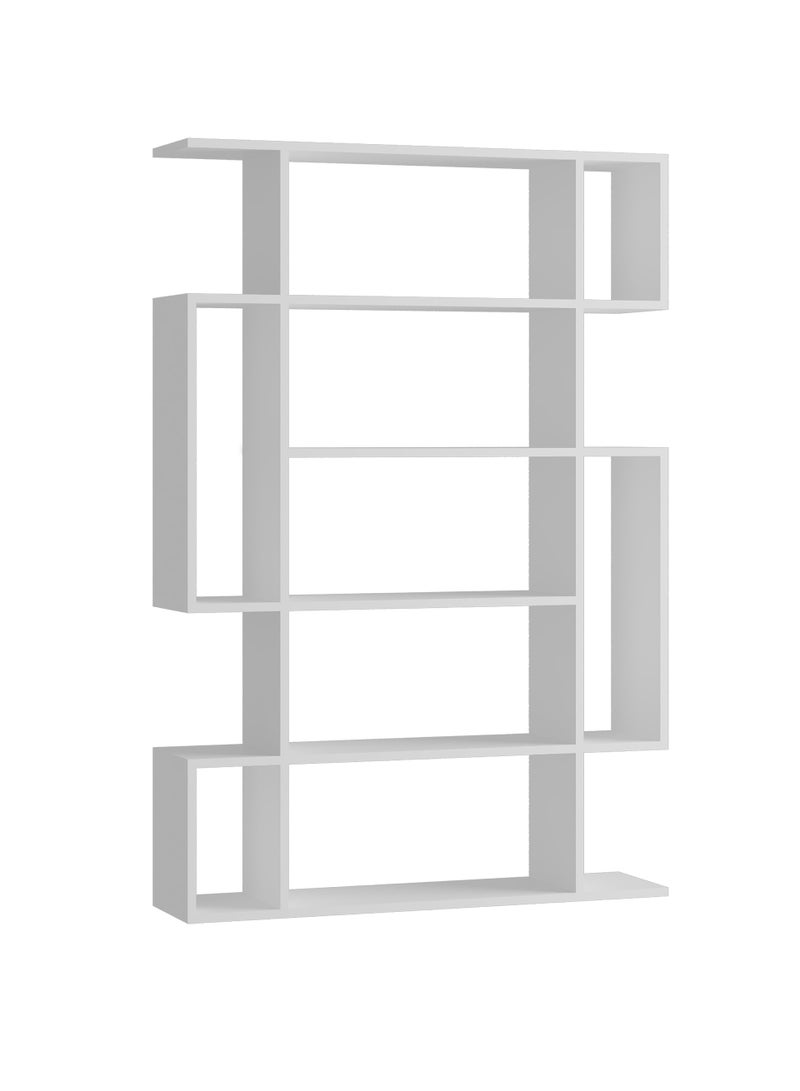 موراه خزانة كتب ميتو من موراه هوم، خزانة كتب عصرية بستة رفوف، رف كتب متعدد التخزين، وحدة عرض لغرفة النوم، غرفة المعيشة، خزانة منزلية قائمة على الأرض - ٢٥.٥ × ١٦١ × ١٠٨.٥ سم - أبيض - Image 3