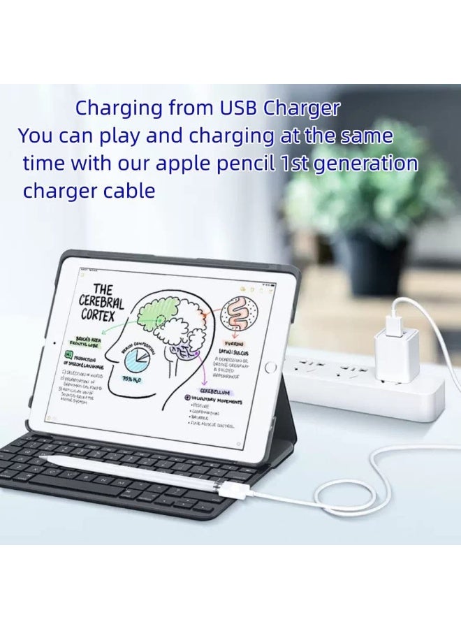 fantasize iPencil Charging Adapter, Compatible with Apple Pencil 1st Generation, 1FT iPencil Accessories for Apple 1 Pen Gen USB A to Ligntning Female Connector, White - Image 4