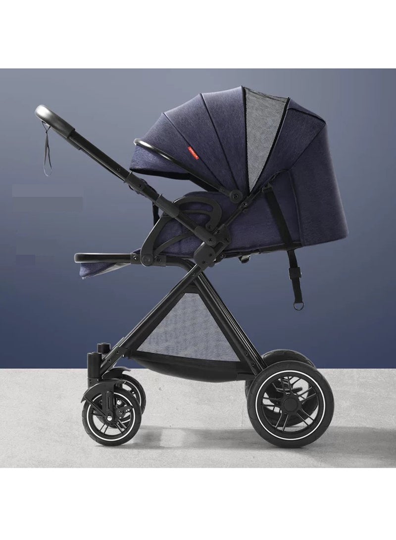 Baby Stroller Adjustable Handlebar, Multi-Position Recline Large Storage Basket and UV-Protective Canopy - Image 1