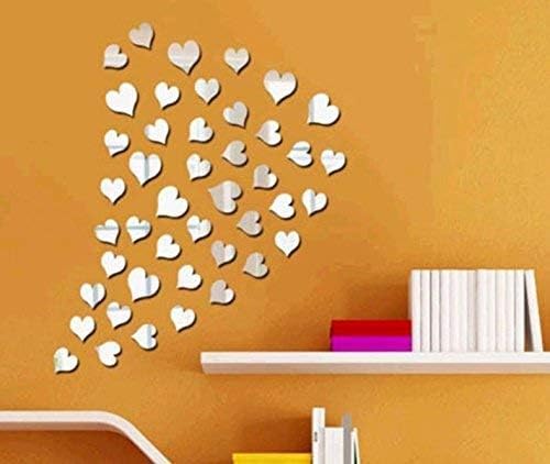 MEYA Heart Small Mirror StickerDIY Craft Scrapbooking Accessory Mirror StickerAcrylic Hearts Mirror DecalMurals50PCSlot - Image 3