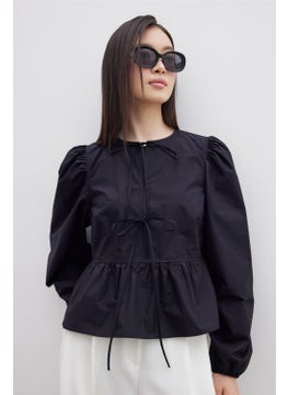 Manuka Tied Premium Blouse Black  - Image 1