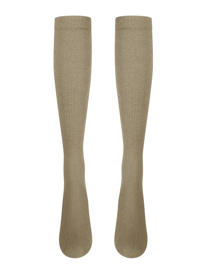 NuVein Women's Compression Socks, 15-20 mmHg Support, Casual Cushion Foot Style, Knee High, Closed Toe, Tan, X-Large - Image 1