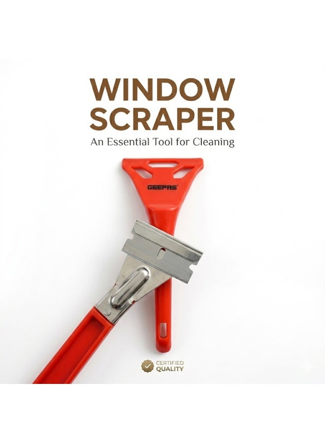 GEEPAS 2 Pack - Geepas Professional Window Scraper with Long Ergonomic Handle & Extra Sharp Blades; Multi-Surface Adhesive, Decal, and Paint Remover Tool - Image 1