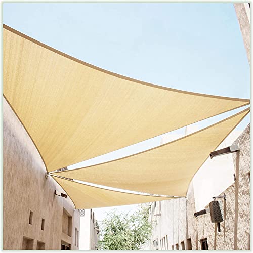 ColourTree ColourTree 10' x 10' x 10' Beige Sun Shade Sail Triangle CTSLT10 - Canopy Fabric Mesh UV Block UPF50 & Commercial Heavy  - Image 1