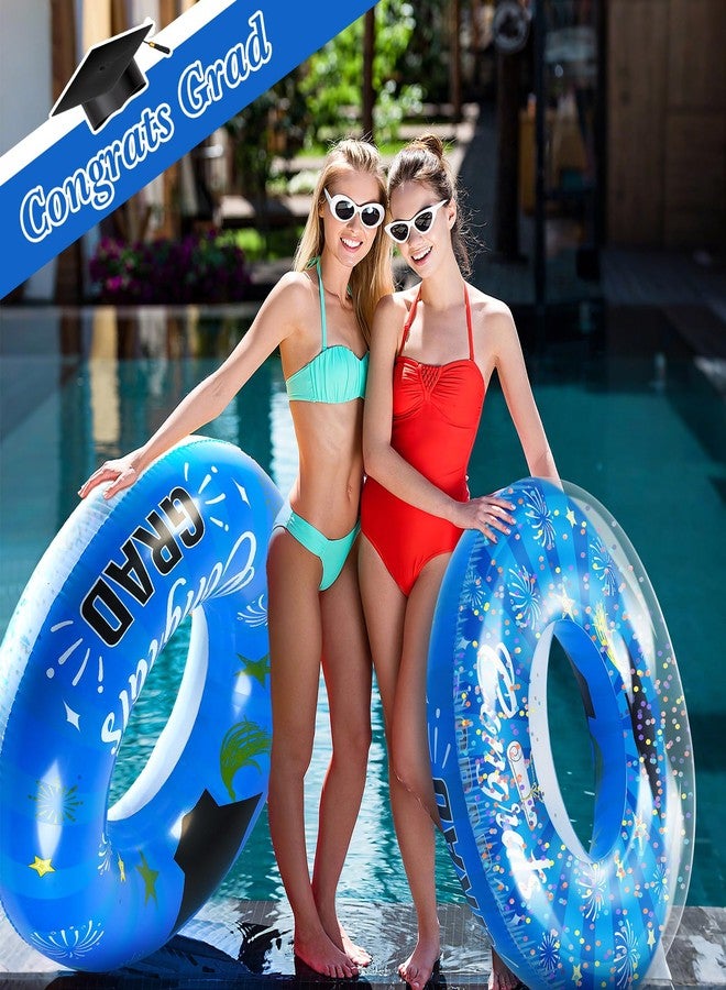 ShinyRelief 2 Pcs Graduation Swimming Ring 36 Inch Graduation Pool Float Congrats Grad Swim Tube Class of 2026 Party Favors Inflatable Grad Pool Float Ring for Beach Party Decoration(Blue) - Image 5