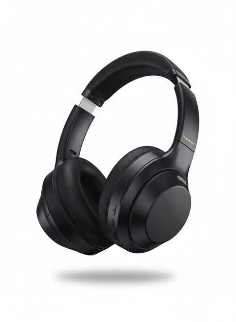 سماعات رأس ستيريو قابلة للطي XS-653 مع صوت جهير نقي وصوت عالي الدقة وميكروفون عالي الدقة ووسائد فائقة النعومة ودعم بطاقة TF ومدخل AUX مقاس 3.5 مم وتصميم مريح فوق الأذن للموسيقى والمكالمات والاستخدام اليومي - أسود