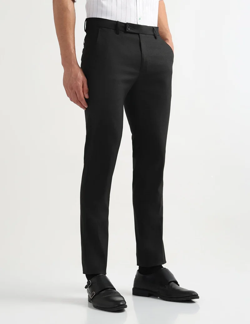 Arrow Dark Grey Heathered Super Slim Fit Trousers for Men | Best Price UAE
