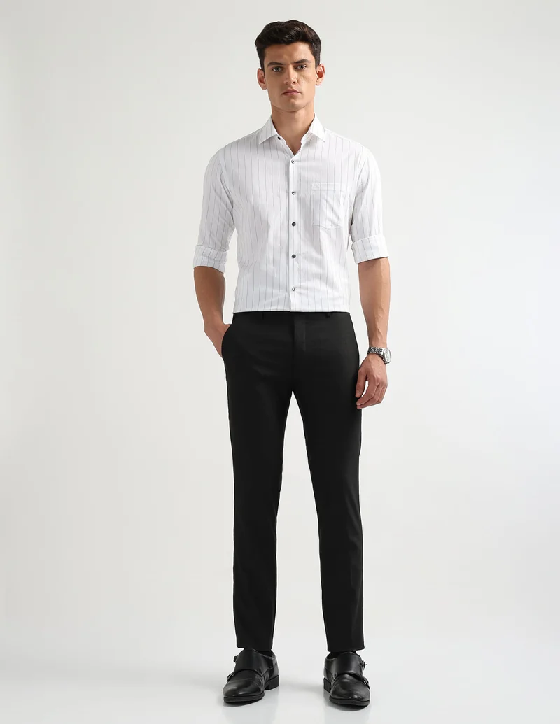 Arrow Dark Grey Heathered Super Slim Fit Trousers for Men | Best Price UAE