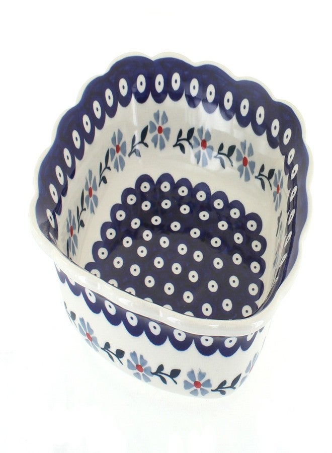 Blue Rose Pottery طبق تقديم مربع صغير من الخزف البولندي "بلو روز" - لون أزرق بنفسجي - مقاس 9 بوصات مربعة - وعاء تقديم جميل للمناسبات الخاصة، وحفلات العشاء، أو للاستخدام اليومي - Image 1