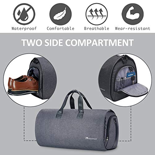 Modoker Convertible Garment Bag with Shoulder Strap, Modoker Carry on Garment Duffel Bag for Men Women - 2 in 1 Hanging Suitcase Suit Travel Bags (Black) - Image 5