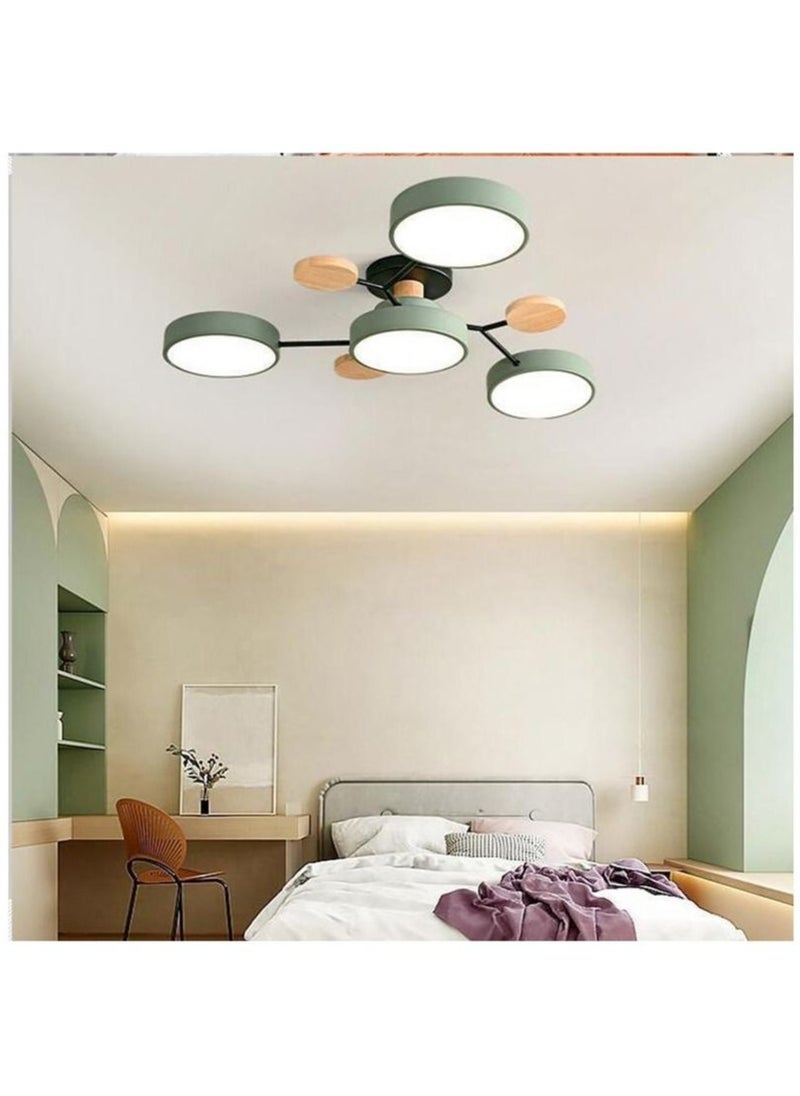 MIXDE 3+1 Head Modern living room ceiling chandelier LED light bedroom ceiling light, Green  - Image 1