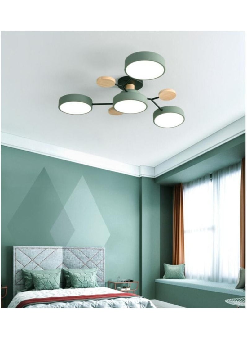 MIXDE 3+1 Head Modern living room ceiling chandelier LED light bedroom ceiling light, Green  - Image 2