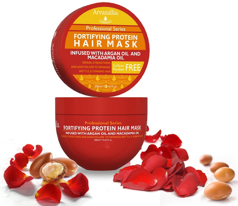 Arvazallia Fortifying Protein Hair Mask and Deep Conditioner with Argan Oil and Macadamia Oil Hair Repair Treatment for Damaged, Brittle, or Thinning Hair - Promotes Natural Hair Growth - Image 4