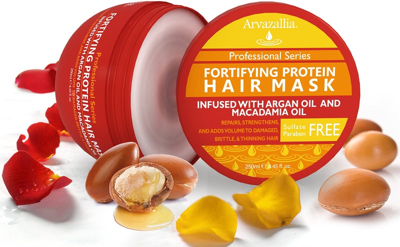 Arvazallia Fortifying Protein Hair Mask and Deep Conditioner with Argan Oil and Macadamia Oil Hair Repair Treatment for Damaged, Brittle, or Thinning Hair - Promotes Natural Hair Growth - Image 2