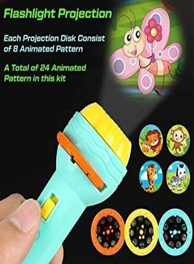 Luxafare 3 Slides 24 Patterns Mini Projector Torch Toy Slide Flashlight Torch for Kids Projection Light Toy Slide Lamp Education Learning Night Light Before Going to Bed - Image 3