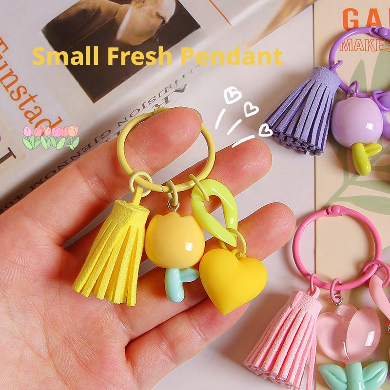 سلسلة مفاتيح توليب راتنجية، إبداعية DIY لتعليق الحقيبة - Image 3