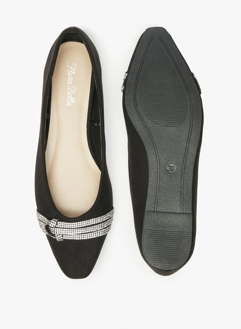 فلورا بيلا من شو إكسبرس Womens Embellished Slip On Square Toe Ballerina Shoes Ramadan Collection