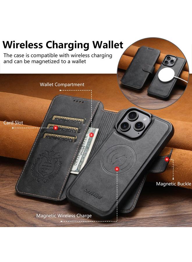 Suteni Case For iPhone 15 Q05 2-in-1 Multi-function Detachable Wallet MagSafe Phone Case - Image 4
