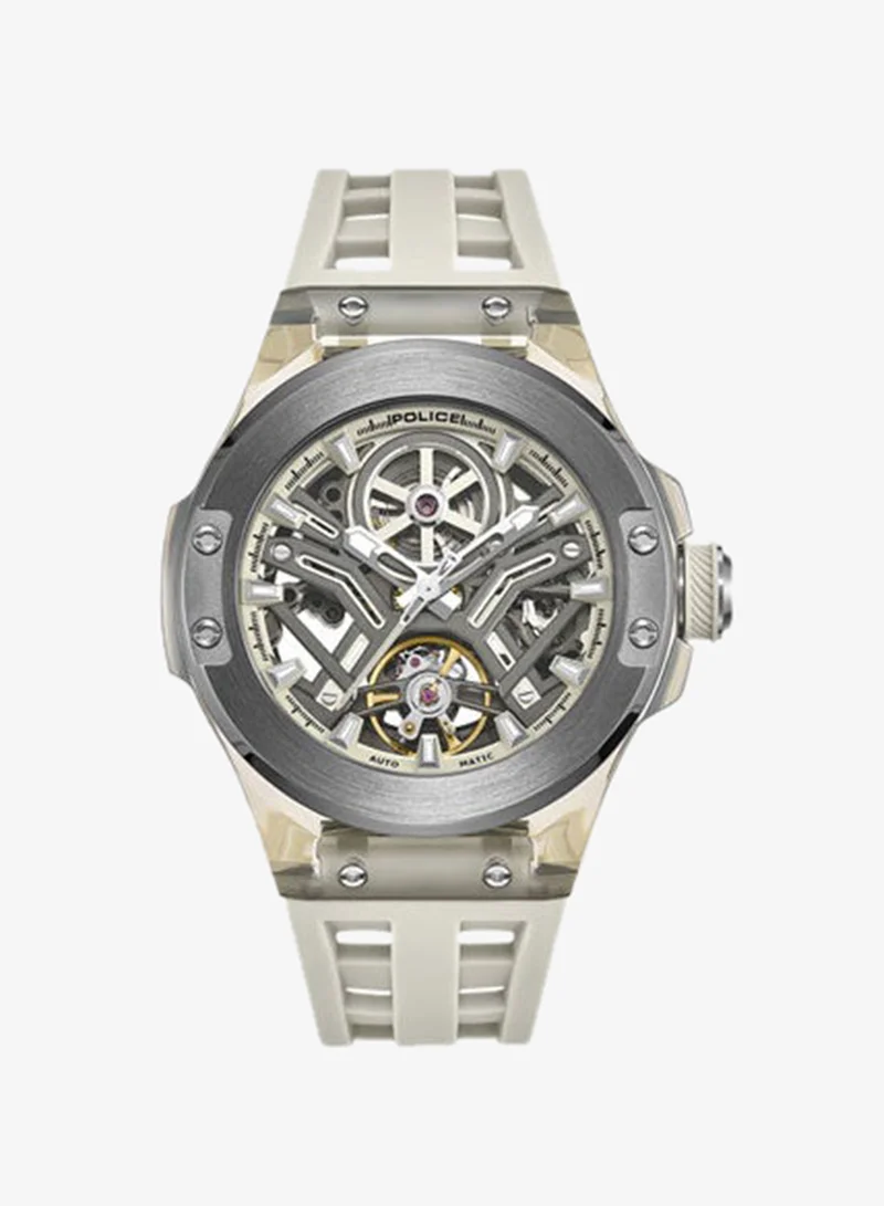 Cyclone Gunmetal Dial Beige Silicone Strap Automatic Watch for Men - 43.5mm
