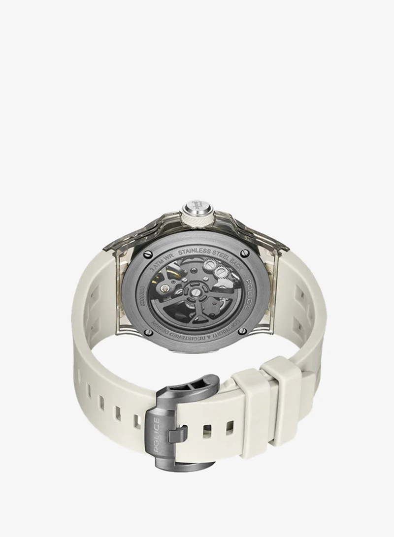 Police beige Men's Cyclone Gunmetal Dial Beige Silicone Strap Automatic Watch for Men - 43.5mm for Men | Best Price UAE