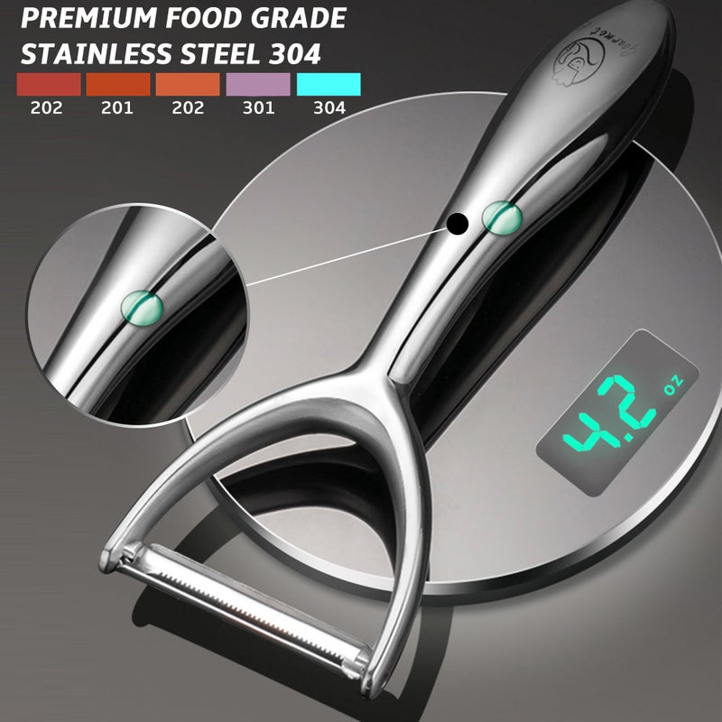 Gourmet Easy Vegetable Peeler, Premium Stainless Steel Potato Peeler, High Tensile Ultra Sharp Blade Fruit and Food Slicer, Y Shaped with Ergonomic Non-Slip Handle, Dishwasher Safe with 5 Years Warranty - Image 4