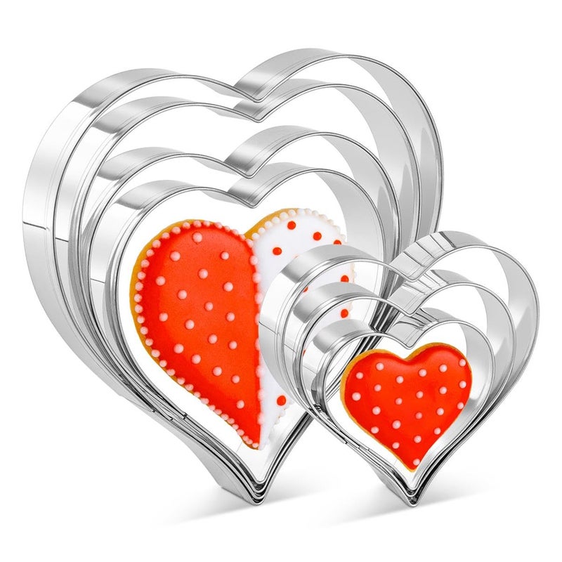 KELOFKO Heart Cookie Cutter Set - 7 Pieces Heart Cookie Cutter for Valentine's Day - Stainless Steel Small Heart Shaped Cookie Cutter for Sandwiches, Cookie, Biscuit - Image 1