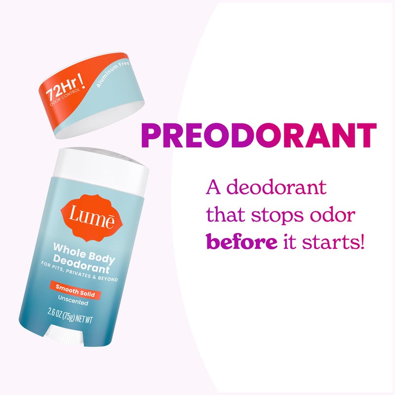 Lume Whole Body Deodorant - Smooth Solid Stick - 72 Hour Odor Control - Aluminum Free, Baking Soda Free and Skin Safe - 2.6 Ounce (Unscented) - Image 5