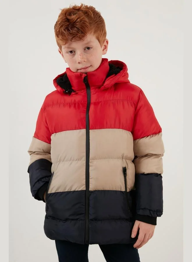 ليلا معطف منتفخ مبطن بالقطيفة بغطاء رأس قابل للإزالة للأولاد