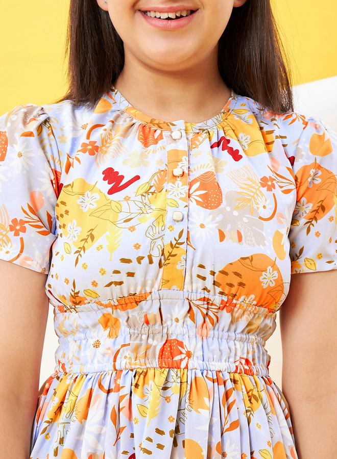 Stylo Bug Girls Floral Printed Buttoned Dress - Image 4