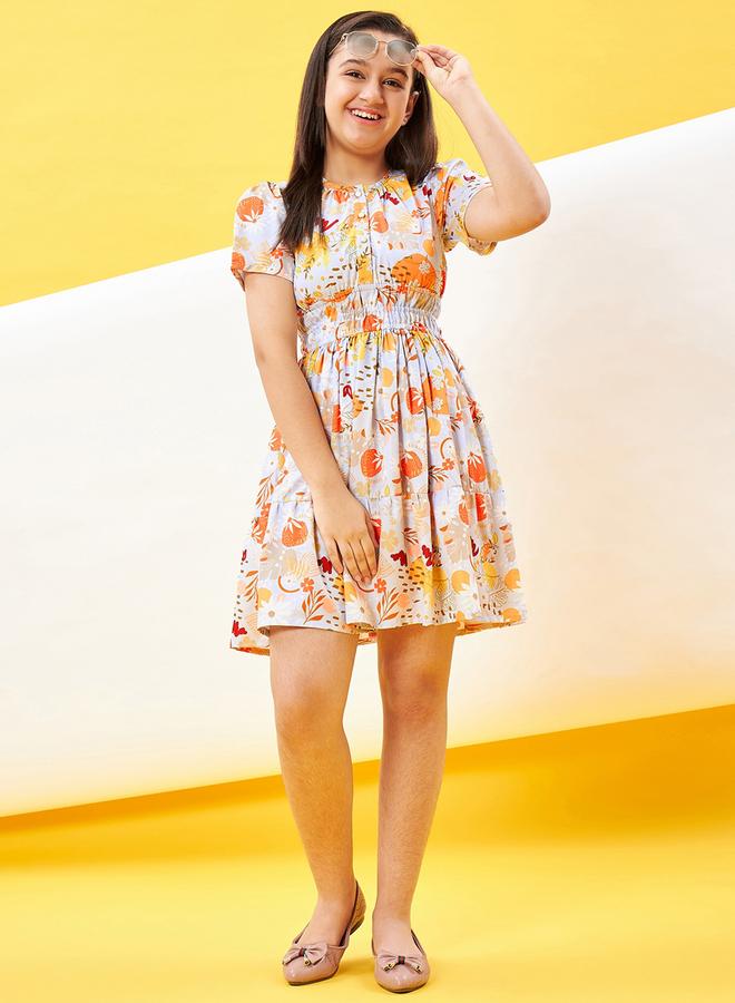 Stylo Bug Girls Floral Printed Buttoned Dress - Image 2