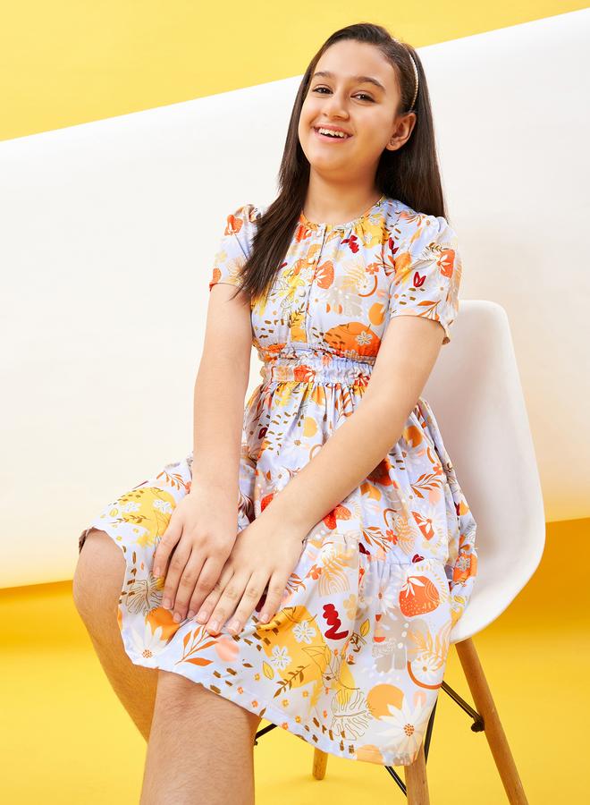 Stylo Bug Girls Floral Printed Buttoned Dress - Image 5
