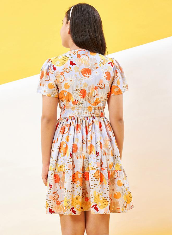 Stylo Bug Girls Floral Printed Buttoned Dress - Image 3