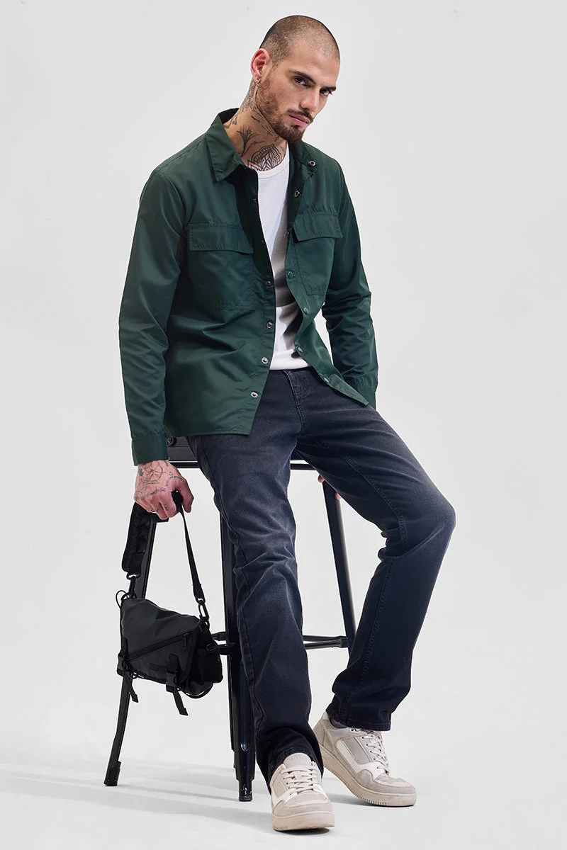 SNITCH Green Multi Pocket Relaxed Fit Overshirt