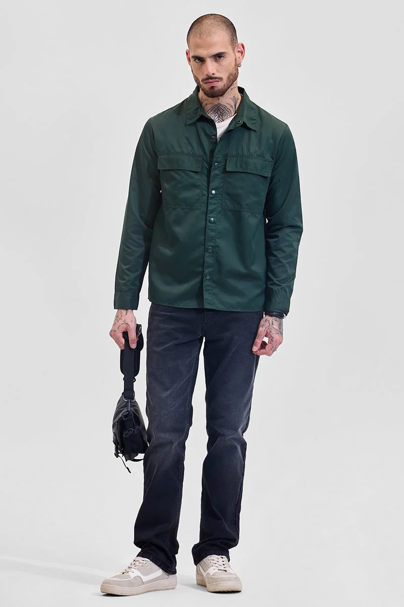 Snitch Green Green Multi Pocket Relaxed Fit Overshirt for Men | Best Price UAE