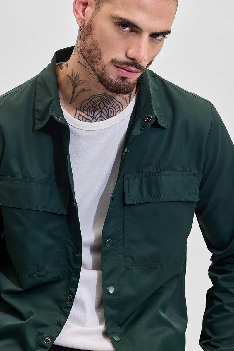 Snitch Green Green Multi Pocket Relaxed Fit Overshirt for Men | Best Price UAE
