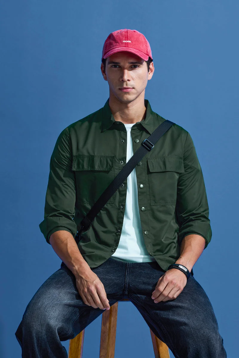 SNITCH Green Multi Pocket Relaxed Fit Overshirt