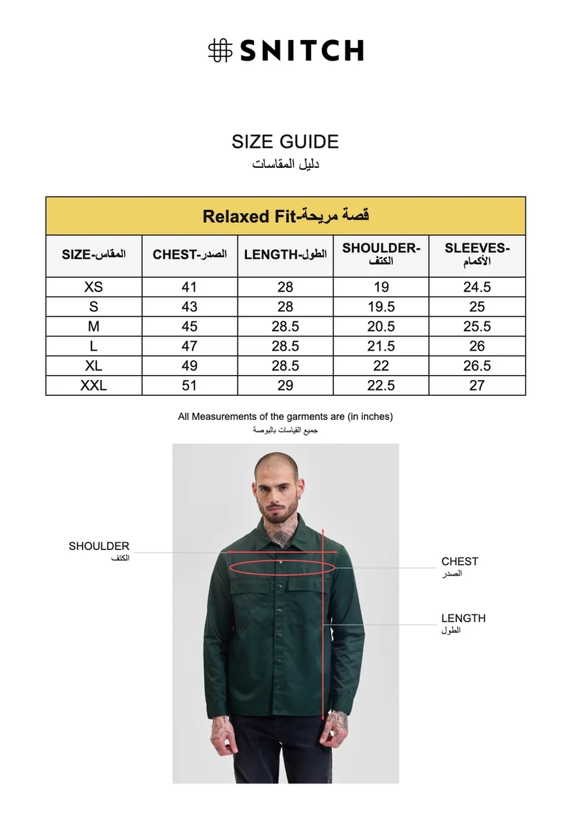 Snitch Green Green Multi Pocket Relaxed Fit Overshirt for Men | Best Price UAE