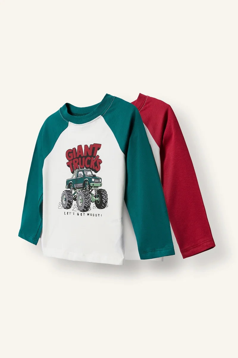 2 piece Oversize Fit Printed Long Sleeve T-Shirt