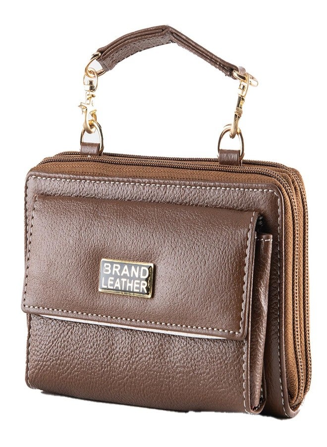 باند ليزر حقائب يد نسائية أنيقة من الجلد الطبيعي، موديل BRAND LEATHER، مناسبة للحفلات وحفلات الزفاف، حقائب يد صغيرة الحجم (خشب مصقول). - Image 1