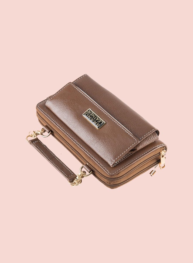 باند ليزر حقائب يد نسائية أنيقة من الجلد الطبيعي، موديل BRAND LEATHER، مناسبة للحفلات وحفلات الزفاف، حقائب يد صغيرة الحجم (خشب مصقول). - Image 4